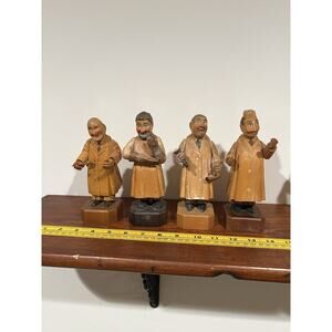 Vintage Anri Italy Hand Carved Wood Painted 7" Doctor Figurine Lot Of 4